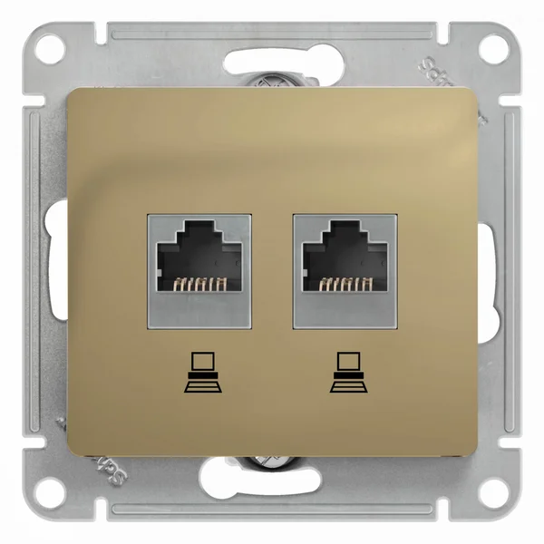 GLOSSA РОЗЕТКА двойная компьютерная RJ45+RJ45 кат. 5e, механизм, ТИТАН