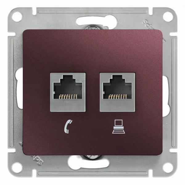 РОЗЕТКА 2-я RJ11+RJ45,кат.5E,БАКЛАЖАН