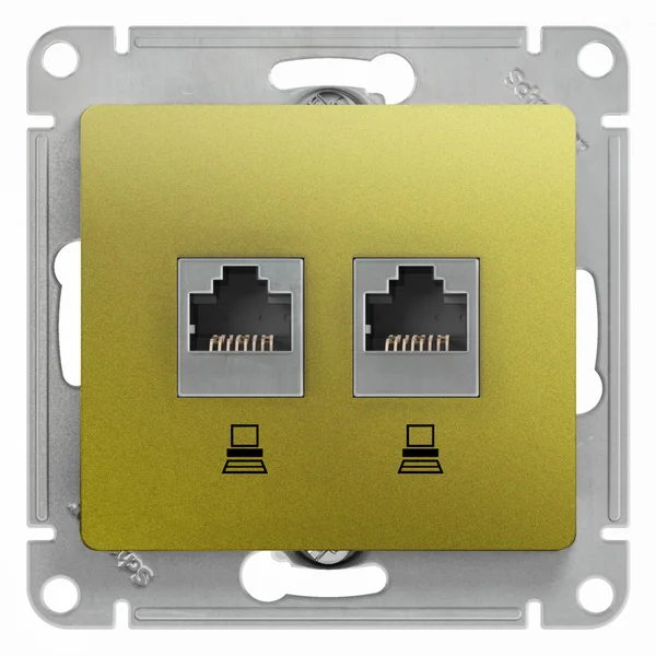 GLOSSA РОЗЕТКА двойная компьютерная RJ45+RJ45, кат.5Е, механизм, ФИСТАШКОВЫЙ
