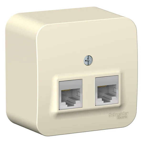 BLANCA О/У РОЗЕТКА двойная компьютерная RJ45, кат.5E, ИЗОЛ.ПЛ., МОЛОЧНЫЙ