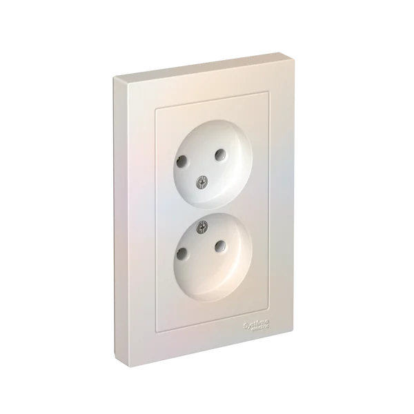 ATLASDESIGN РОЗЕТКА двойная без заземления, 16А, в сборе, ЖЕМЧУГ