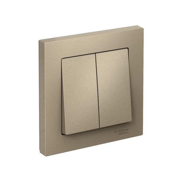 ATLASDESIGN 2-клавишный ВЫКЛЮЧАТЕЛЬ, сх.5, 10АХ, в сборе, ШАМПАНЬ