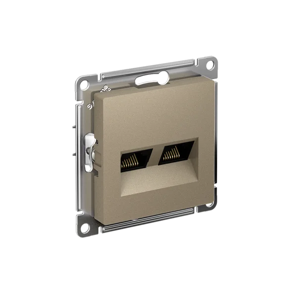 ATLASDESIGN РОЗЕТКА двойная компьютерная RJ45+RJ45 кат. 5e, механизм, ШАМПАНЬ