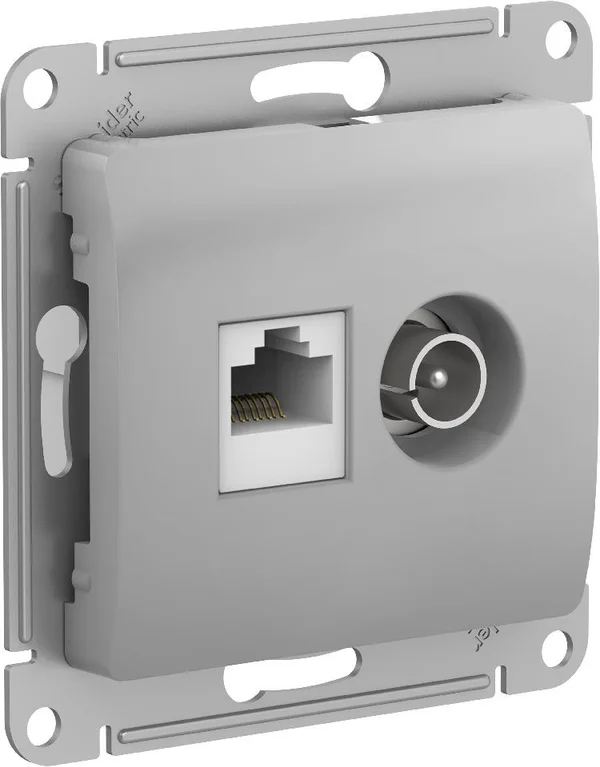 GLOSSA РОЗЕТКА двойная ТВ + компьютерная RJ45 кат. 5e, механизм, АЛЮМИНИЙ