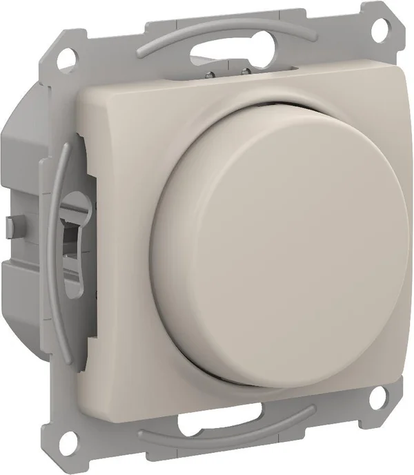 GLOSSA СВЕТОРЕГУЛЯТОР (диммер) поворотно-нажимной, LED, RC, 400Вт, механизм, МОЛОЧНЫЙ