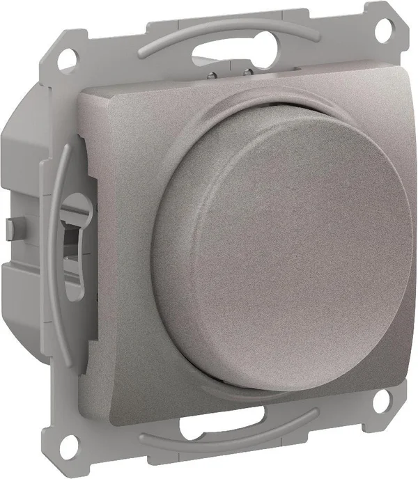 GLOSSA СВЕТОРЕГУЛЯТОР (диммер) поворотно-нажимной, LED, RC, 400Вт, механизм, ПЛАТИНА