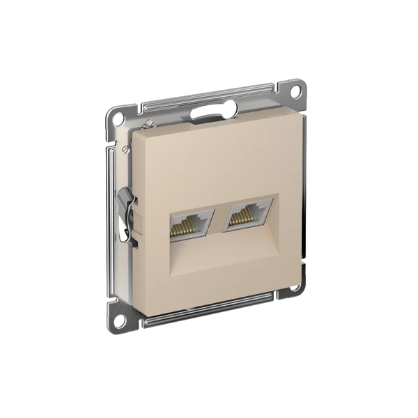 ATLASDESIGN РОЗЕТКА двойная компьютерная RJ45+RJ45 кат. 5e, механизм, ПЕСОЧНЫЙ