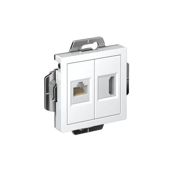 ATLASDESIGN РОЗЕТКА двойная HDMI+RJ45, кат. 5е, механизм, БЕЛЫЙ