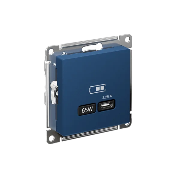 ATLASDESIGN USB РОЗЕТКА тип-C 65Вт высокоскор.заряд. QC, PD, механизм, АКВАМАРИН