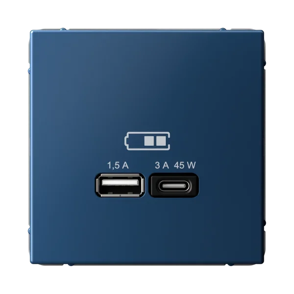 ARTGALLERY USB РОЗЕТКА A + тип-C 45Вт высокоскор.заряд. QC, PD, механизм, АКВАМАРИН