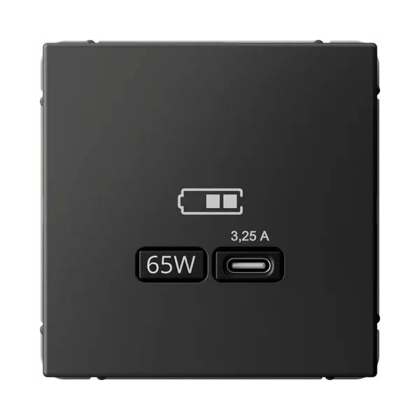 ARTGALLERY USB РОЗЕТКА тип-С 65Вт высокоскор.заряд. QC, PD, механизм, БАЗАЛЬТ