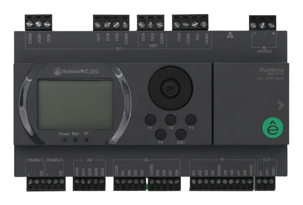 ПЛК S172; 24 VDC; дисплей; 28 IO: 8 DI, 8 DO (6 реле, 2 SSR), 8 AI, 4 AO, 2xRS485, 1xRJ45