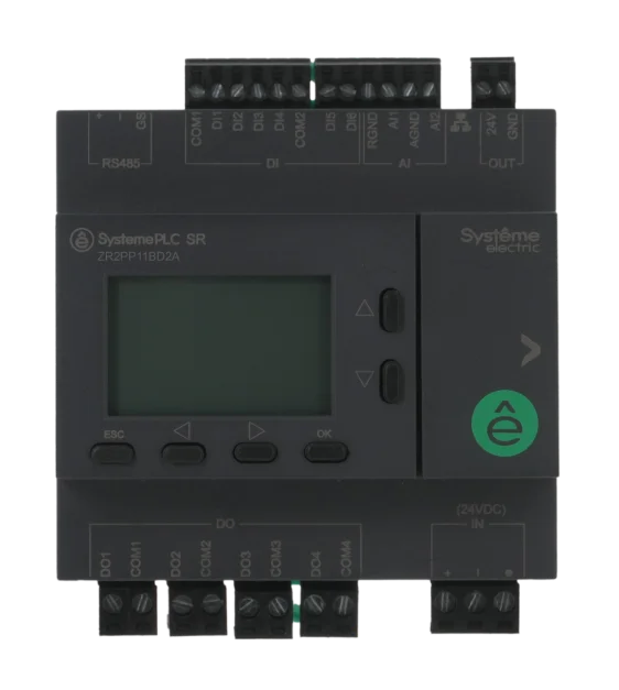 Интеллектуальное реле SR2; 24 VDC; дисплей; 12 IO: 6 DI, 4 DO (реле); 2 AI; 1xRS485, 1xRJ45