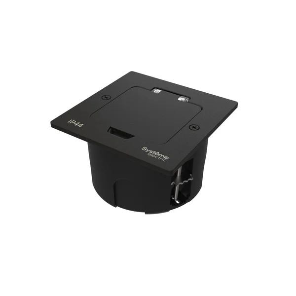 MultiDesk Лючок на 2 модуля IP44 с монтажной коробкой д/стены,фальшпола,стола ЧЁРНЫЙ матовый MDK20
