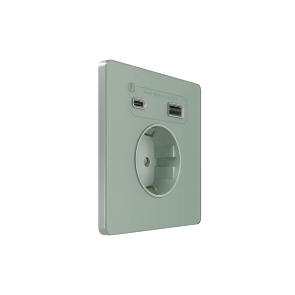 Systeme Infinity, Розетка С/У с ЗК и зар.устр.USB А+С 20Вт (250В, 16А, защит.шторки), Таежное утро